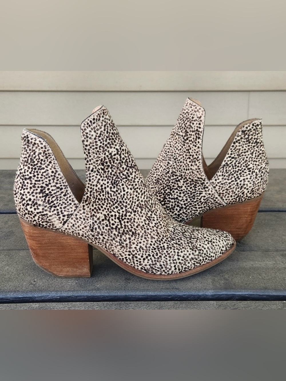 Coconuts by Matisse Leopard-Print Cutout Booties in Cream and Black